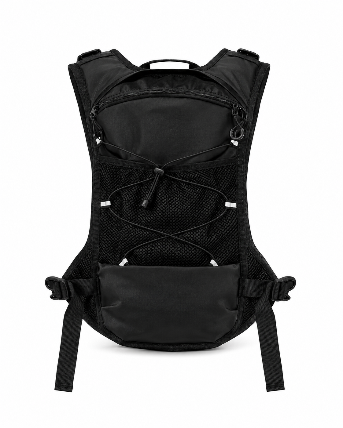 Mochila colete de hidratação preta vista de costas