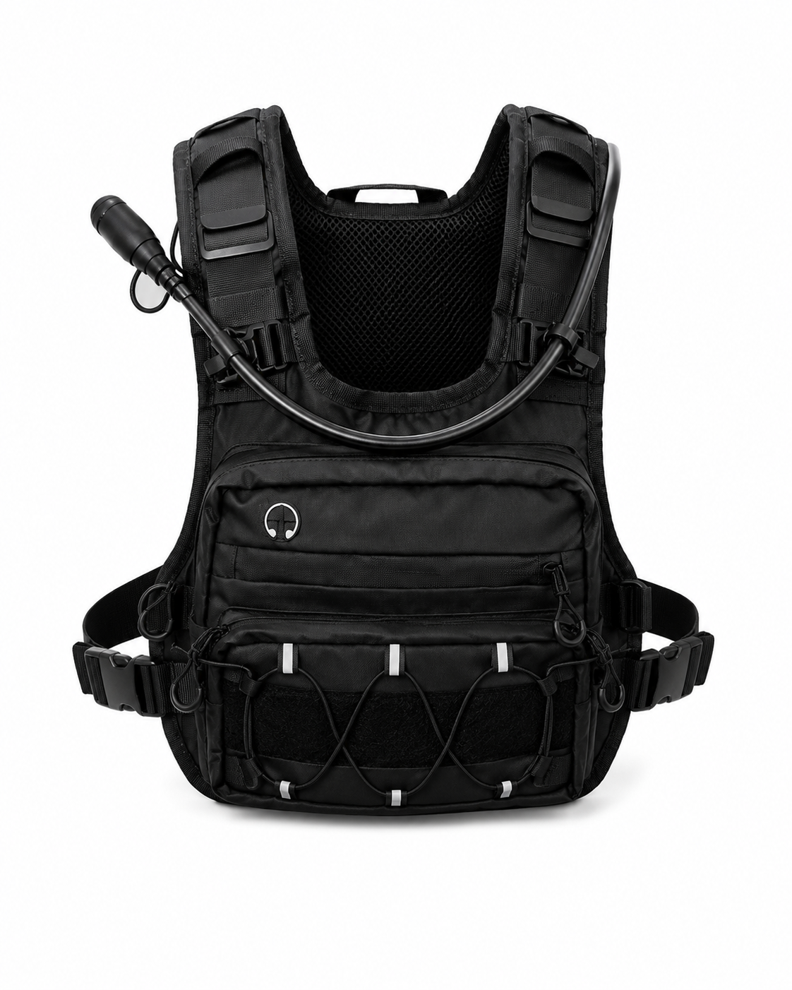Mochila colete de hidratação preta vista de frente